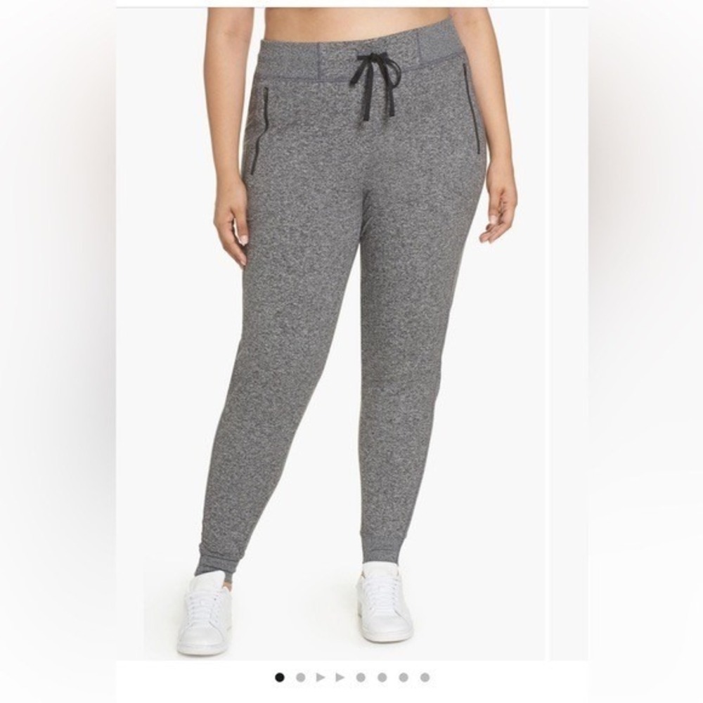 Zella Taryn Ultrasoft Joggers Gray/Black Zip Pockets XXL Athletic Athleisure